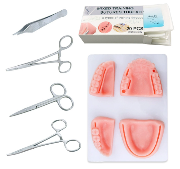 complete set for suturing dental practice